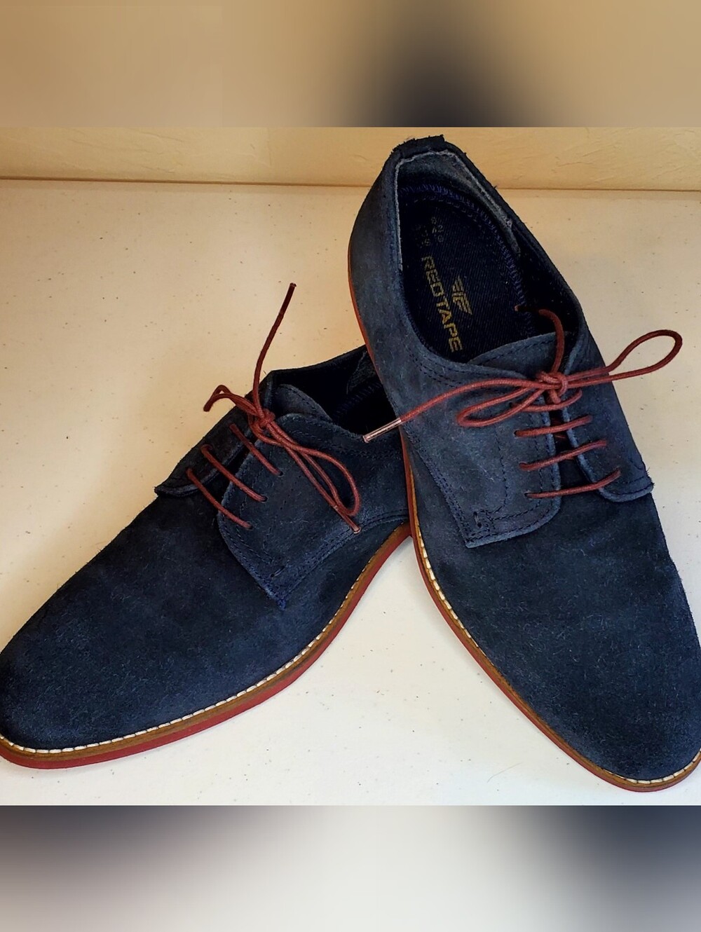 Men's Sz 9 Oxford Derby Shoes by REDTAPE  BROMHAM Navy Blue Suede Lace Up